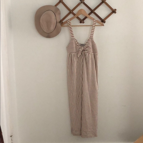 Zara red and cream striped dress sz M - Picture 3 of 4